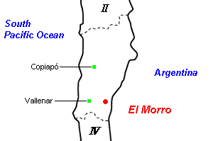 El Morro銅・金鉱山周辺地図