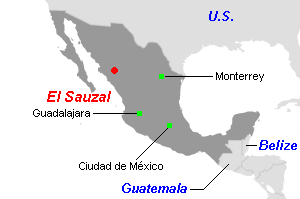 El Sauzal（エル・サウサル）金鉱山周辺地図