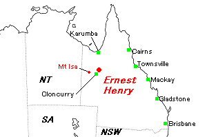 Ernest Henry（アーネスト・ヘンリー）銅・金鉱山周辺地図