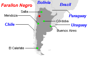 Farallon Negro鉱山周辺地図