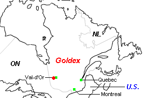 Goldex鉱山周辺地図