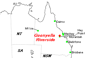 Goonyella Riverside（グニエラ・リバーサイド）鉱山周辺地図