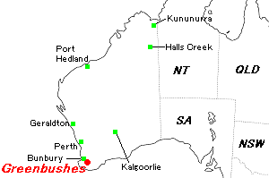 Greenbushesリチウム・タンタル鉱山周辺地図
