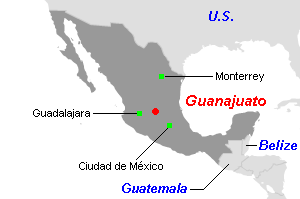 Guanajuato（グアナフアト）金・銀鉱山周辺地図