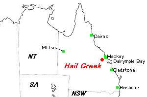 Hail Creek（ヘイル・クリーク）鉱山周辺地図
