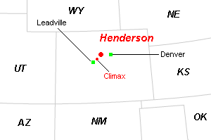 Henderson（ヘンダーソン）モリブデン鉱山周辺地図