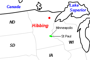 Hibbing（ヒビング）鉄鉱山周辺地図