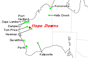 Hope Downs（ホープ・ダウンズ）鉱山周辺地図