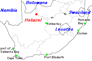 Hotazel鉱山周辺地図