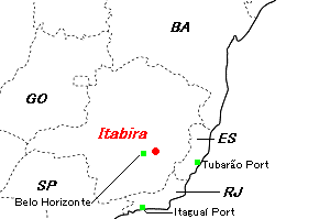 Itabira（イタビラ）鉄鉱山周辺地図