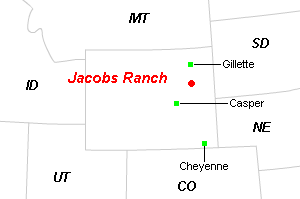 Jacobs Ranch鉱山周辺地図
