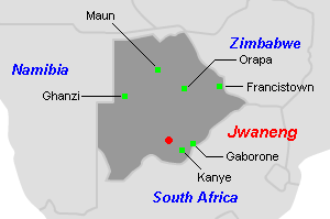 Jwanengダイヤモンド鉱山周辺地図