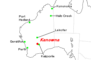 Kanowna（カノウナ）金鉱山周辺地図