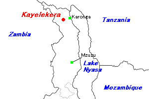 Kayelekeraウラン鉱山周辺地図