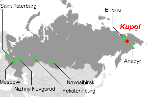 Kupol金鉱山周辺地図