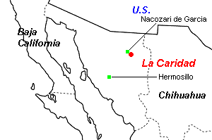 La Caridad銅・モリブデン鉱山周辺地図