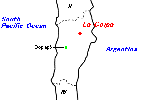 La Coipa金・銀鉱山周辺地図