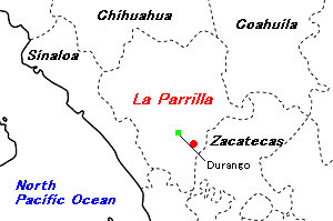 La Parrilla（ラ・パリージャ）鉱山周辺地図