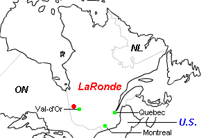 LaRonde鉱山周辺地図
