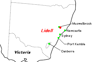 Liddell（リデル）石炭鉱山周辺地図