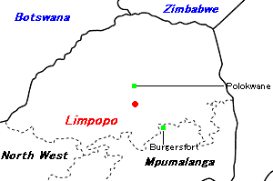 Limpopo（リンポポ）白金（プラチナ）鉱山周辺地図
