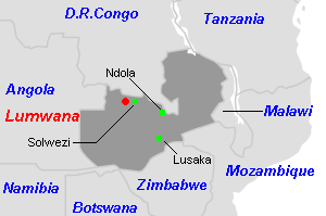 Lumwana銅鉱山周辺地図