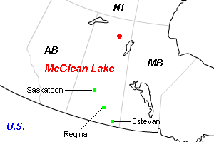 McClean Lake（マックリーンレイク）ウラン鉱山周辺地図