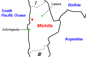 Michilla鉱山周辺地図