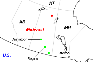 Midwest（ミッドウエスト）ウランプロジェクト周辺地図