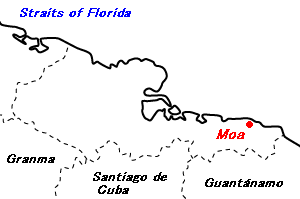 Moa（モア）鉱山周辺地図