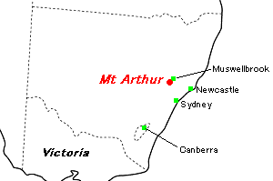 Mt Arthur（マウント・アーサー）石炭鉱山周辺地図