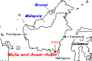 Mulia and Asam-Asam石炭鉱山周辺地図