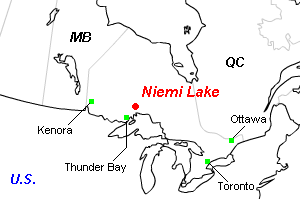 Niemi Lakeリチウム・レアアースプロジェクト周辺地図
