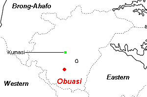 Obuasi鉱山周辺地図