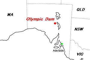 Olympic Dam（オリンピック・ダム）鉱山周辺地図