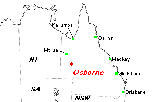 Osborne（オズボーン）銅・金鉱山周辺地図