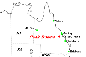 Peak Downs（ピークタウンズ）鉱山周辺地図