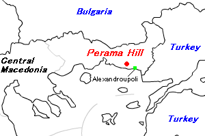 Perama Hill（ぺラマ・ヒル）金プロジェクト周辺地図