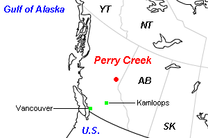 Perry Creek（ペリー・クリーク）石炭鉱山周辺地図