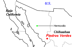 Piedras Verdes（ピエドゥラス・ベルデス）銅鉱山周辺地図
