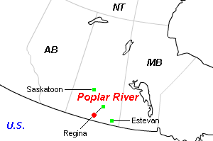 Poplar River（ポプラ・リバー）石炭鉱山周辺地図