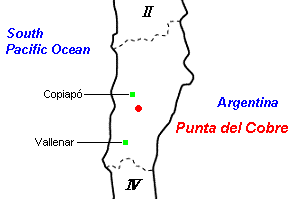 Punta del Cobre鉱山周辺地図