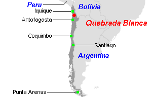 Quebrada Blanca銅鉱山周辺地図