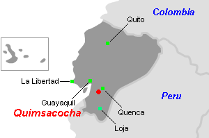 Quimsacocha金プロジェクト周辺地図