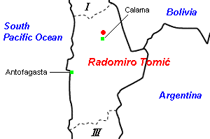 Radomiro Tomić銅鉱山周辺地図