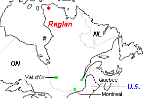 Raglanニッケル鉱山周辺地図