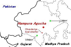 Rampura Agucha（ランプラーアグチャ）鉛・亜鉛鉱山周辺地図