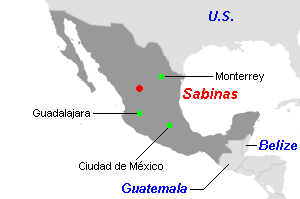 Sabinas鉱山周辺地図