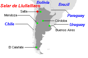 Salar de Llullaillaco位置地図