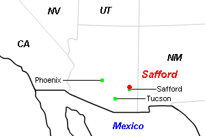 Safford（サフォード）銅鉱山周辺地図